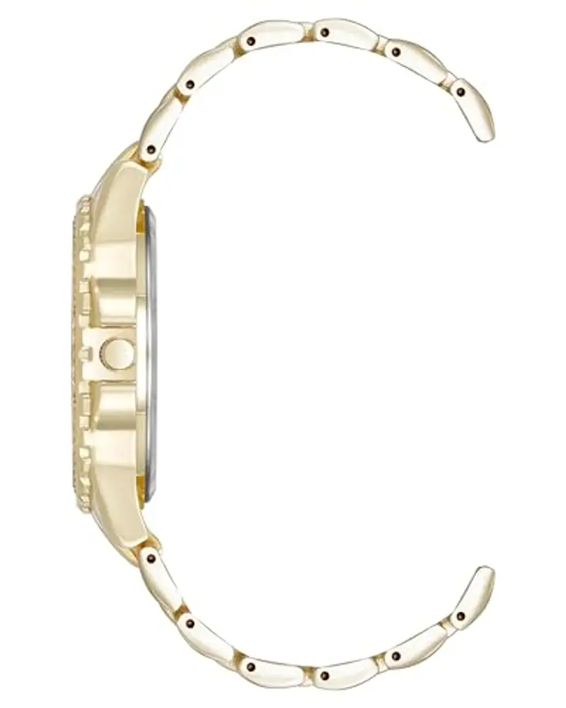 Steve Madden Orologio da donna con cinturino in vero cristallo, Champagne/Oro miniatura 2