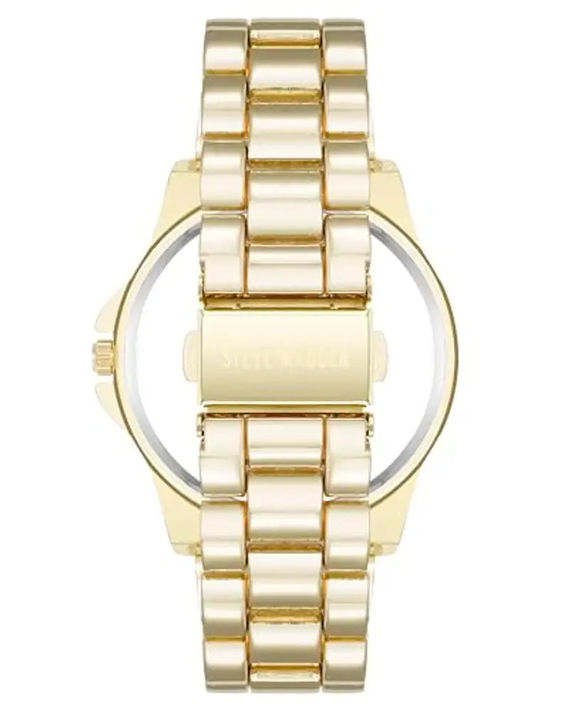 Steve Madden Orologio da donna con cinturino in vero cristallo, Champagne/Oro miniatura 3