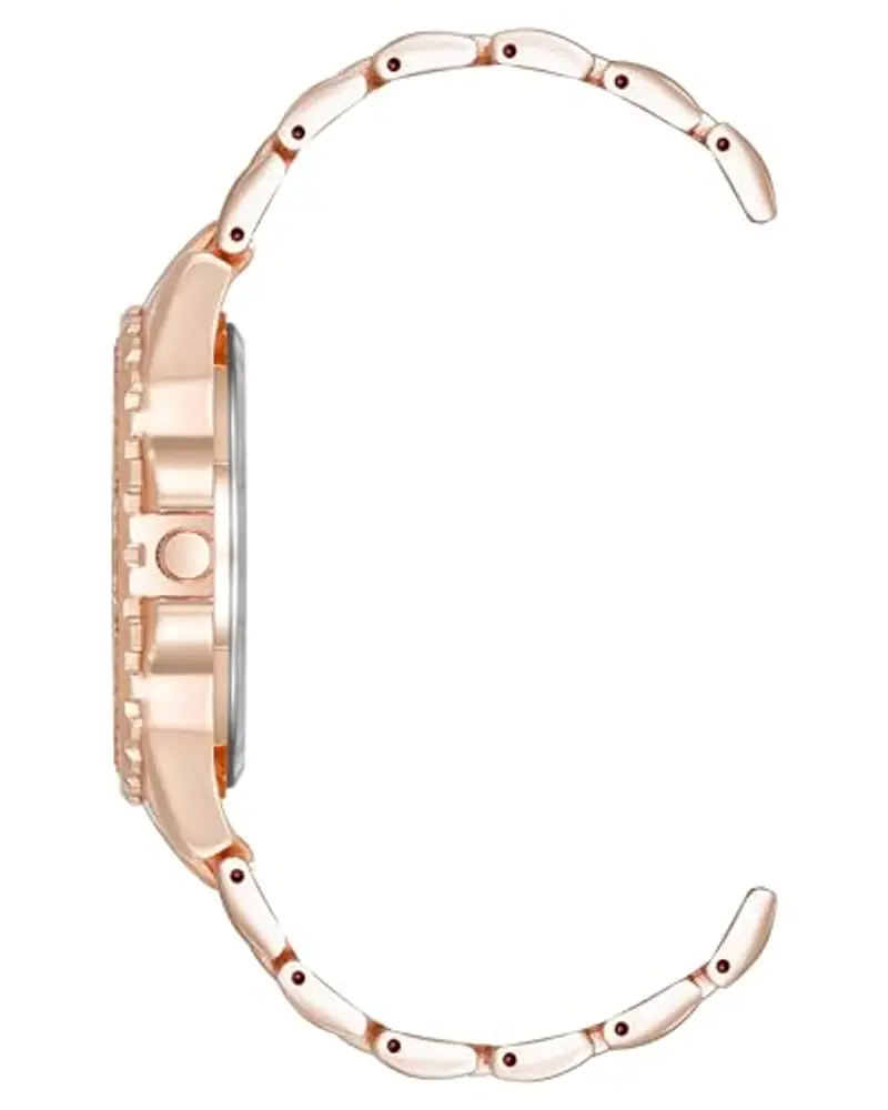 Steve Madden Orologio da donna con cinturino in vero cristallo, Oro rosa miniatura 2