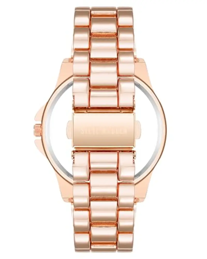 Steve Madden Orologio da donna con cinturino in vero cristallo, Oro rosa miniatura 3