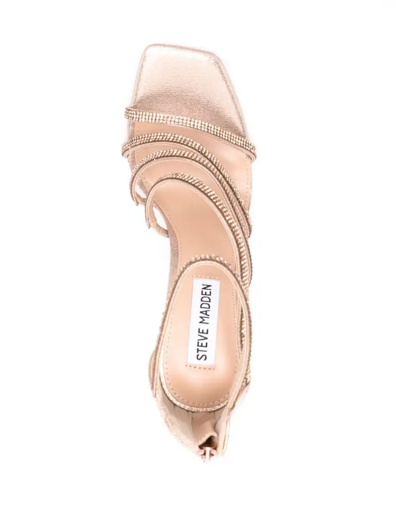 Sandalo rosa con fasce incrociate e pietre miniatura 2