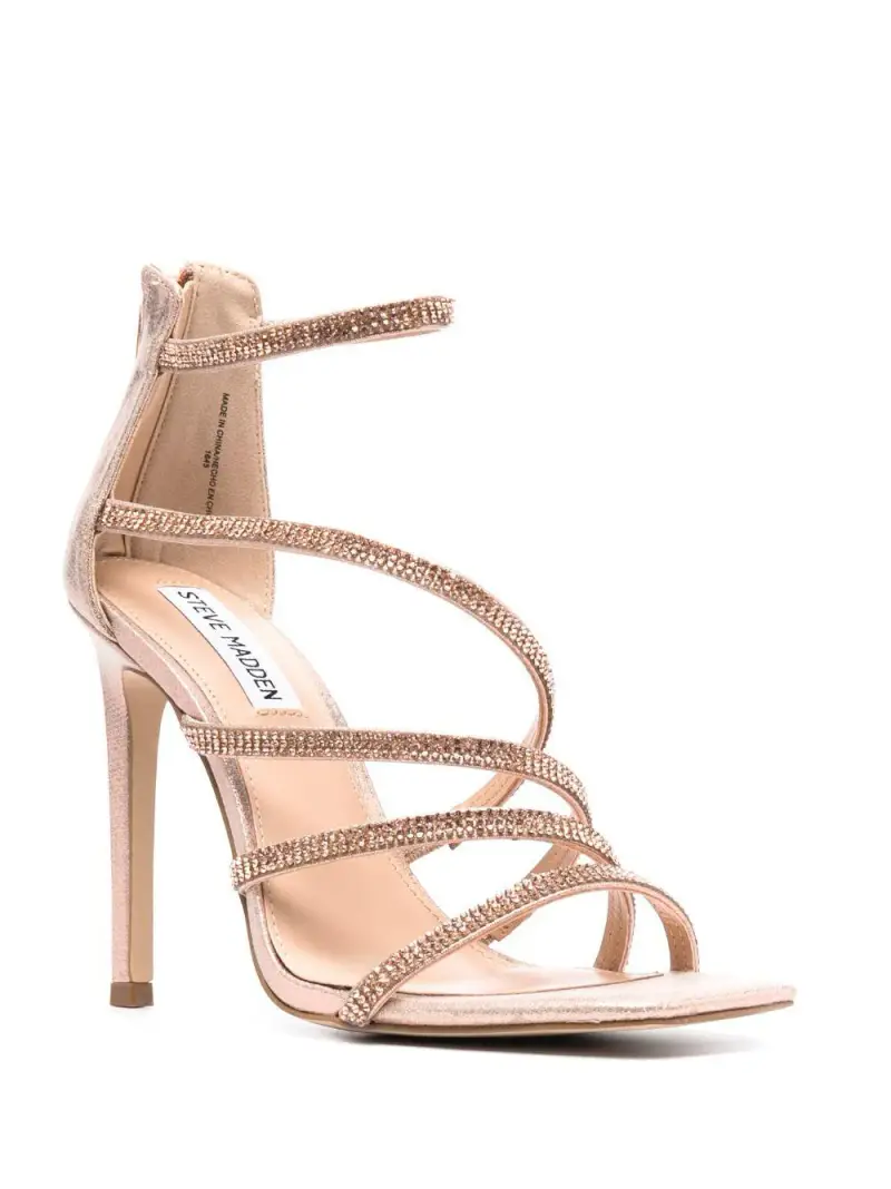 Sandalo rosa con fasce incrociate e pietre miniatura 3