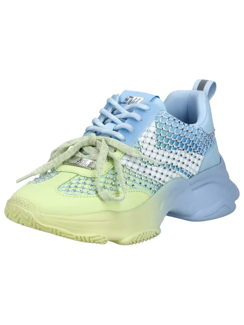 Sneaker bassa blu pastello / verde neon / bianco