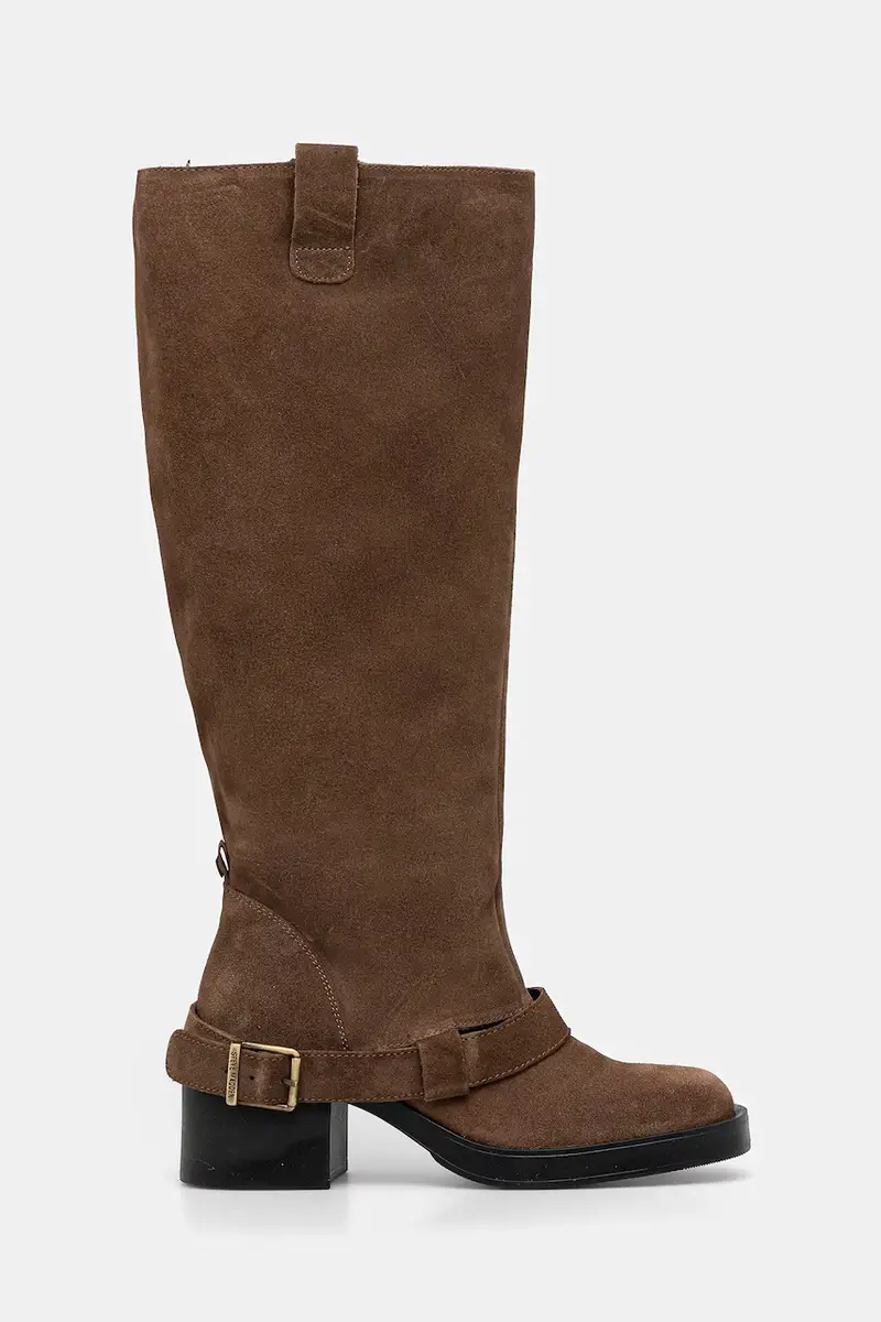 stivali in pelle scamosciata Aletta colore beige 11004755 miniatura 2