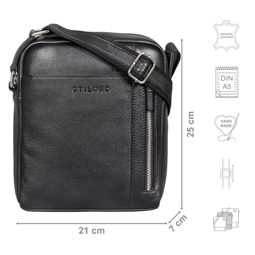 STILORD 'Clint' Borsa Tracolla Uomo Piccola Pelle Borsa Tablet Portare giro borsa uomo vera pelle portare in giro miniatura 3