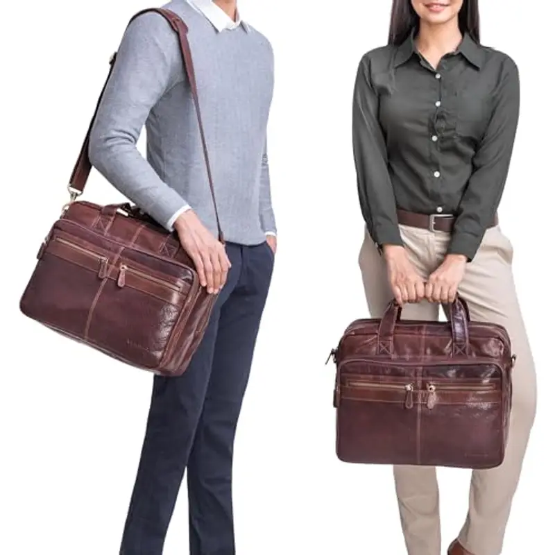 STILORD 'Explorer' Borsa Insegnante in Pelle Uomo Donna - Grande Cartella Vintage in Vera Pelle con Tracolla, Divisori miniatura 2