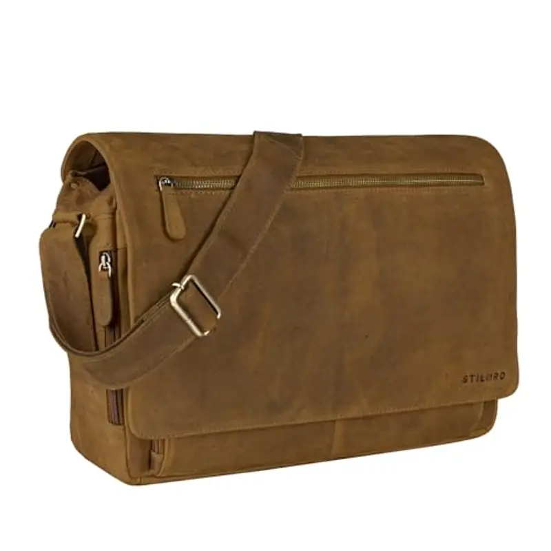 STILORD 'Jan' Borsa per Computer in Pelle Messenger per PC a Tracolla per Università Ufficio vintage in vero Cuoio Uomo