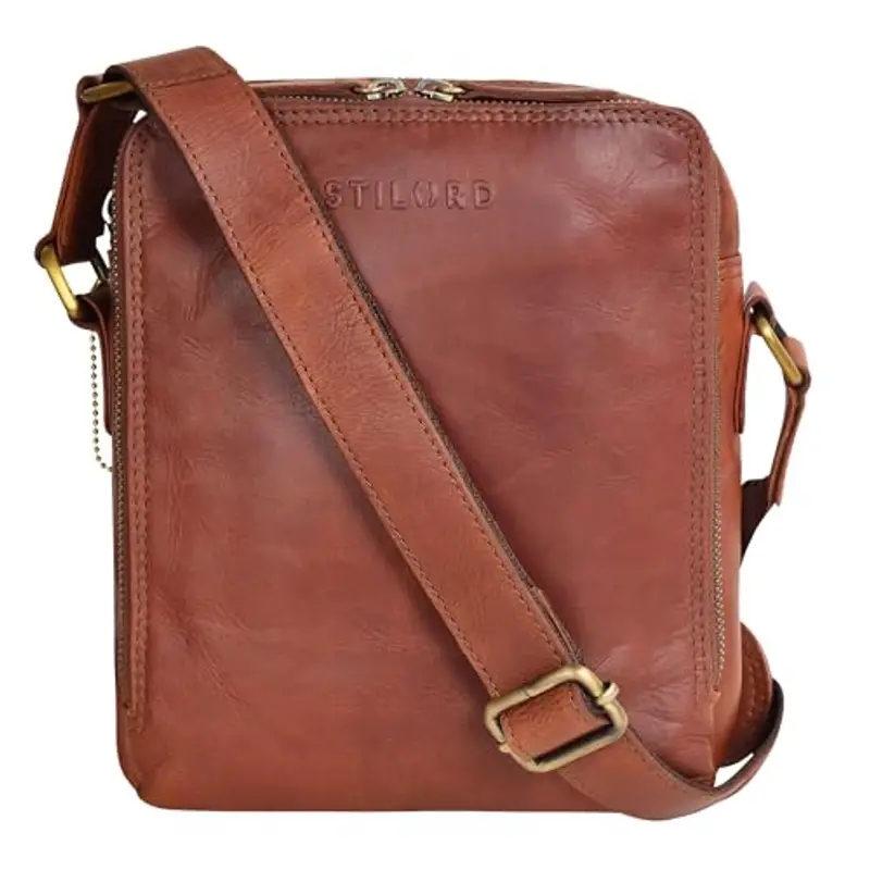 STILORD 'Lorand' Borsello a Mano Uomo Pelle Piccola Borsa a Tracolla Vintage Borsa Pochette Maschile Borsello Messenger Bag per in Cuoio Genuino, Colore:cognac-marrone