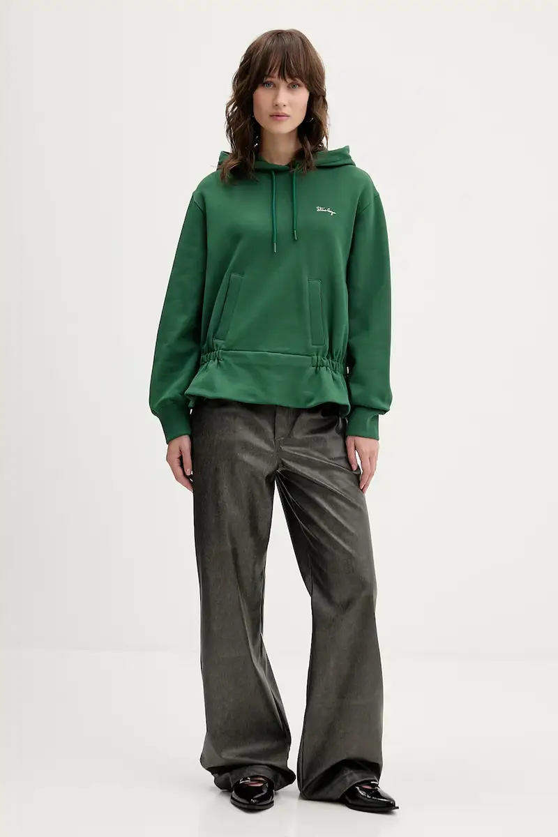 felpa in cotone 0 donna colore verde con cappuccio SG-AW25-T085-2430 miniatura 2