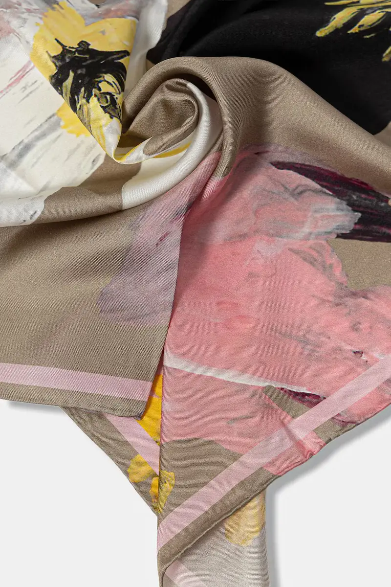 foulard in seta donna colore beige SG-PF25-A010-2287 miniatura 3