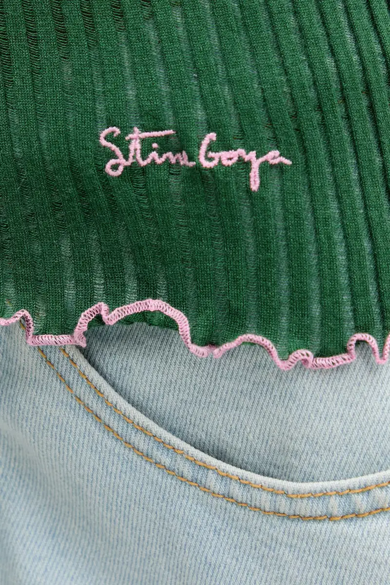 top in seta colore verde SG-PF25-T059-2355 miniatura 5