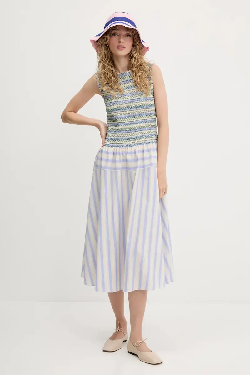 vestito in cotone colore beige SG-PF25-D126-2367 miniatura 2