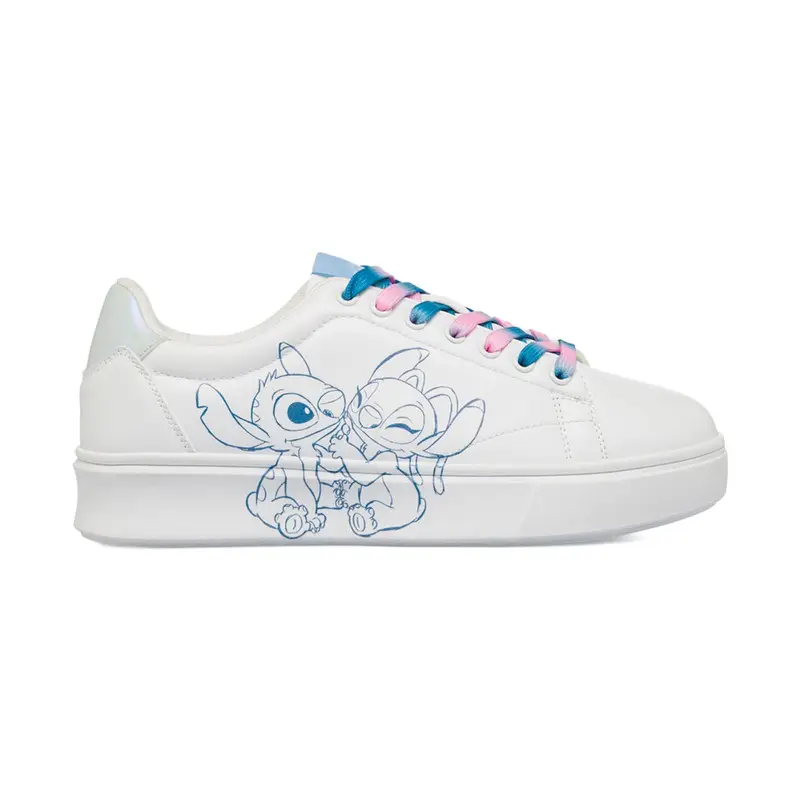Sneakers bianche da donna con stampa cartoon Stitch