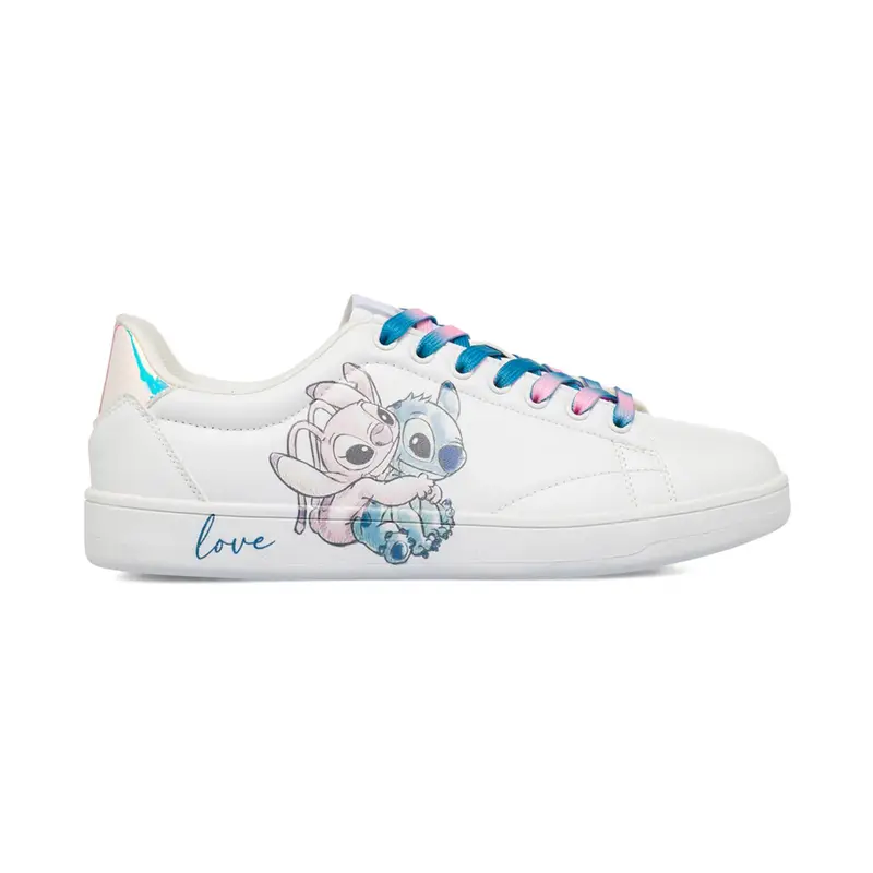 Sneakers bianche da donna stampa cartoon Stitch