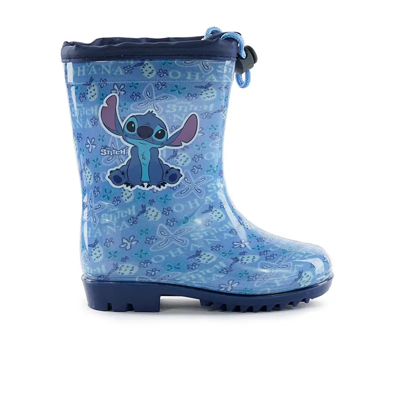 Stivaletti blu bambina da pioggia in gomma stampa cartoon Stitch