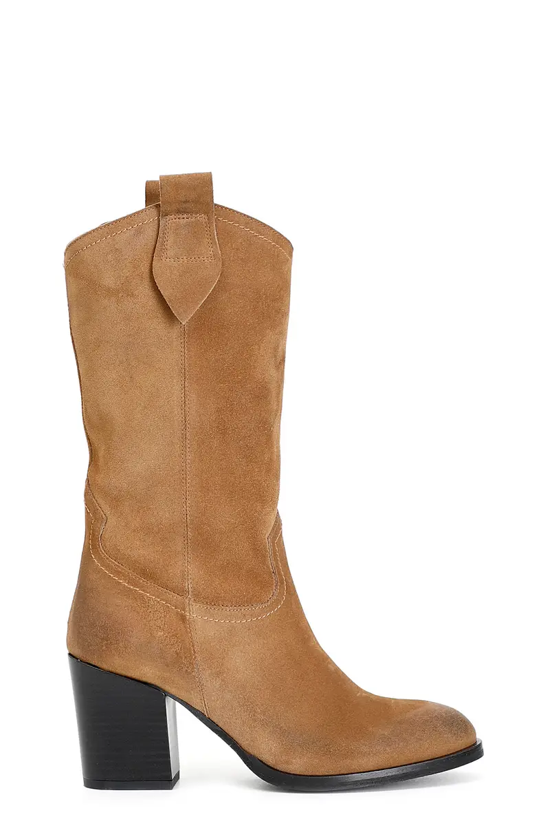 stivale 3/4 donna in pelle scamosciata cuoio 39