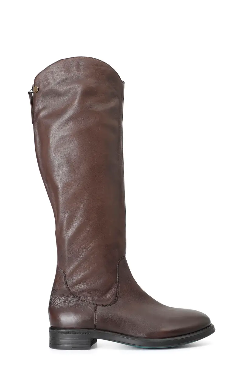 stivale donna in pelle con cerniera marrone 37