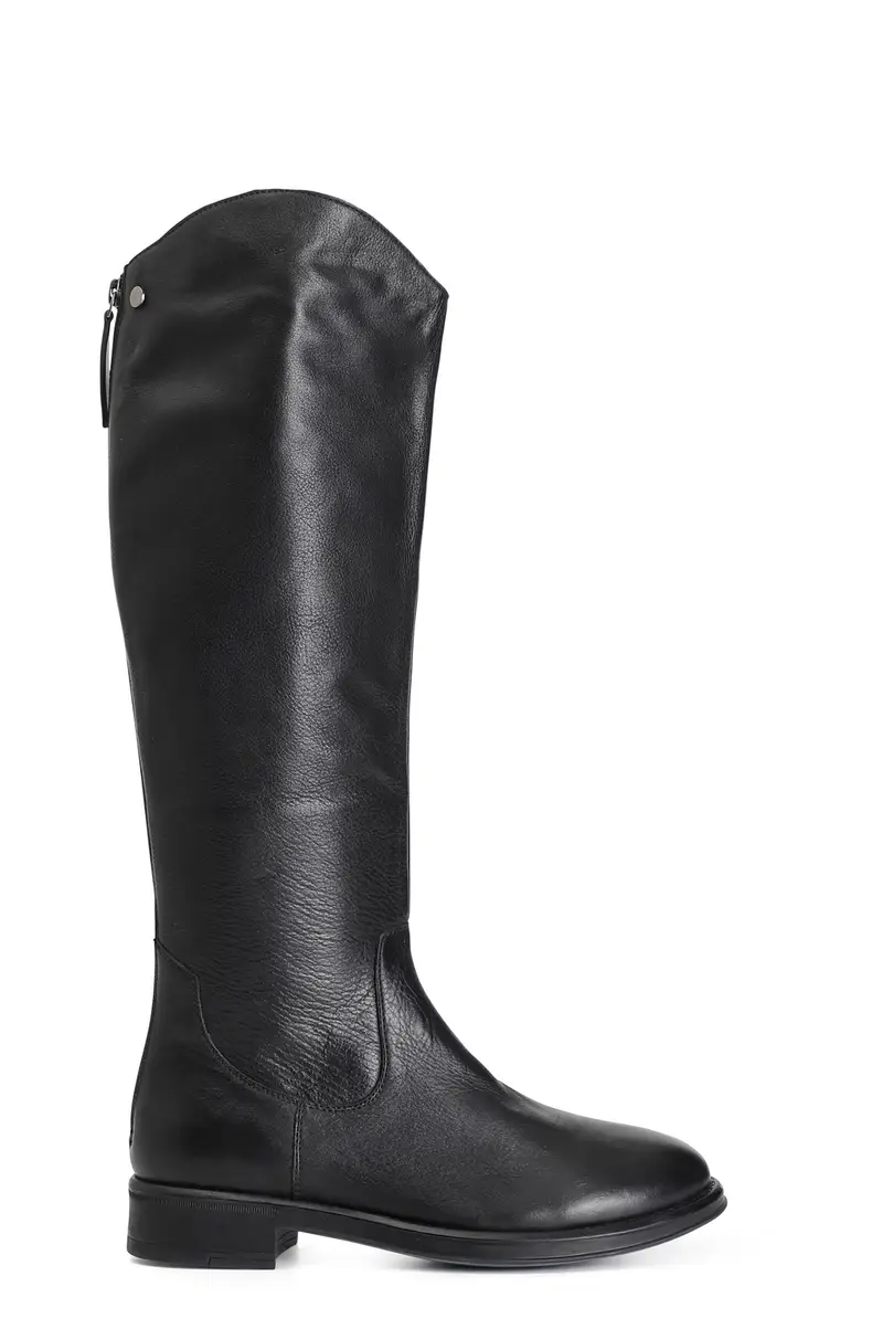 stivale donna in pelle con cerniera nero 38