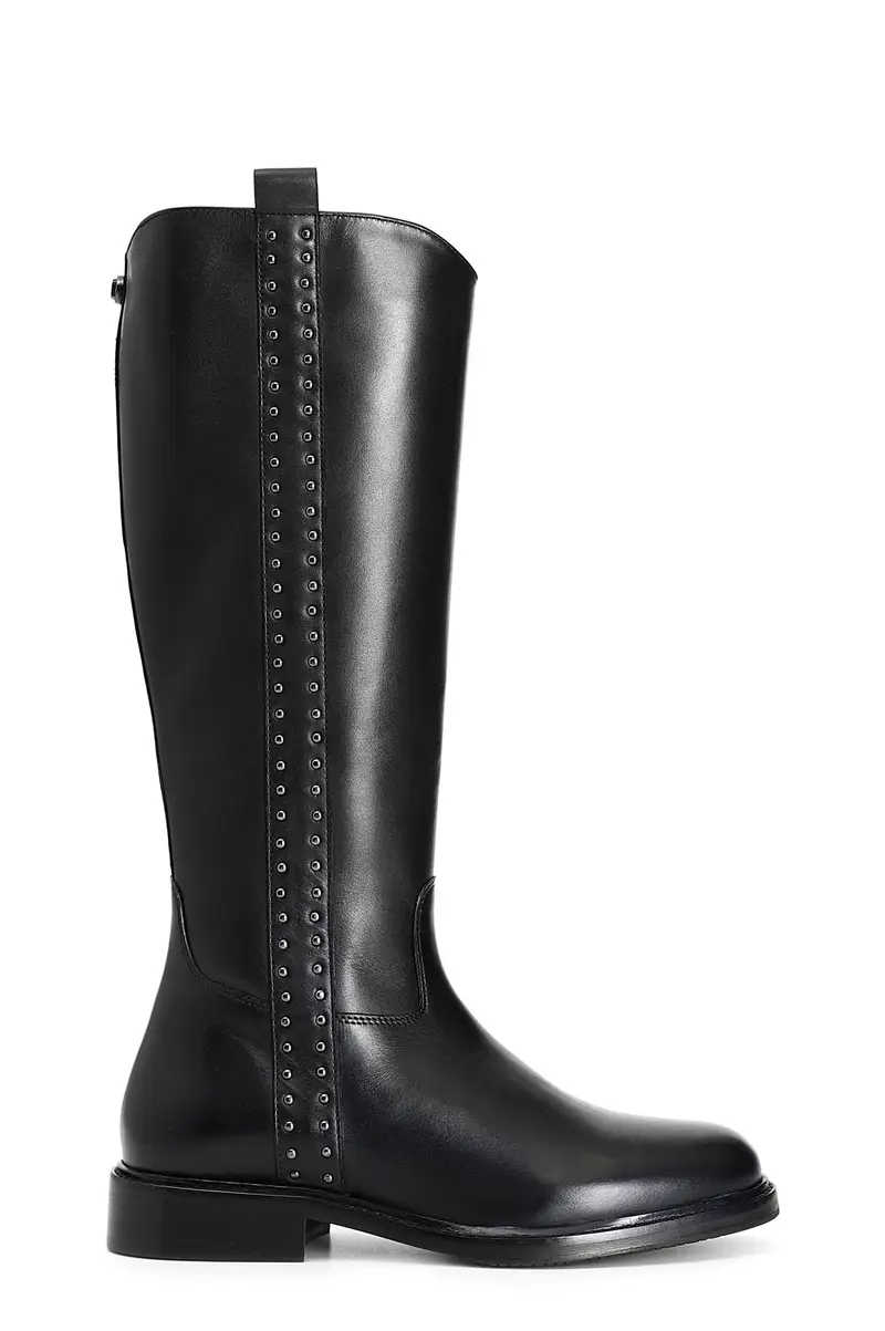 stivale in pelle con borchie laterali nero 36