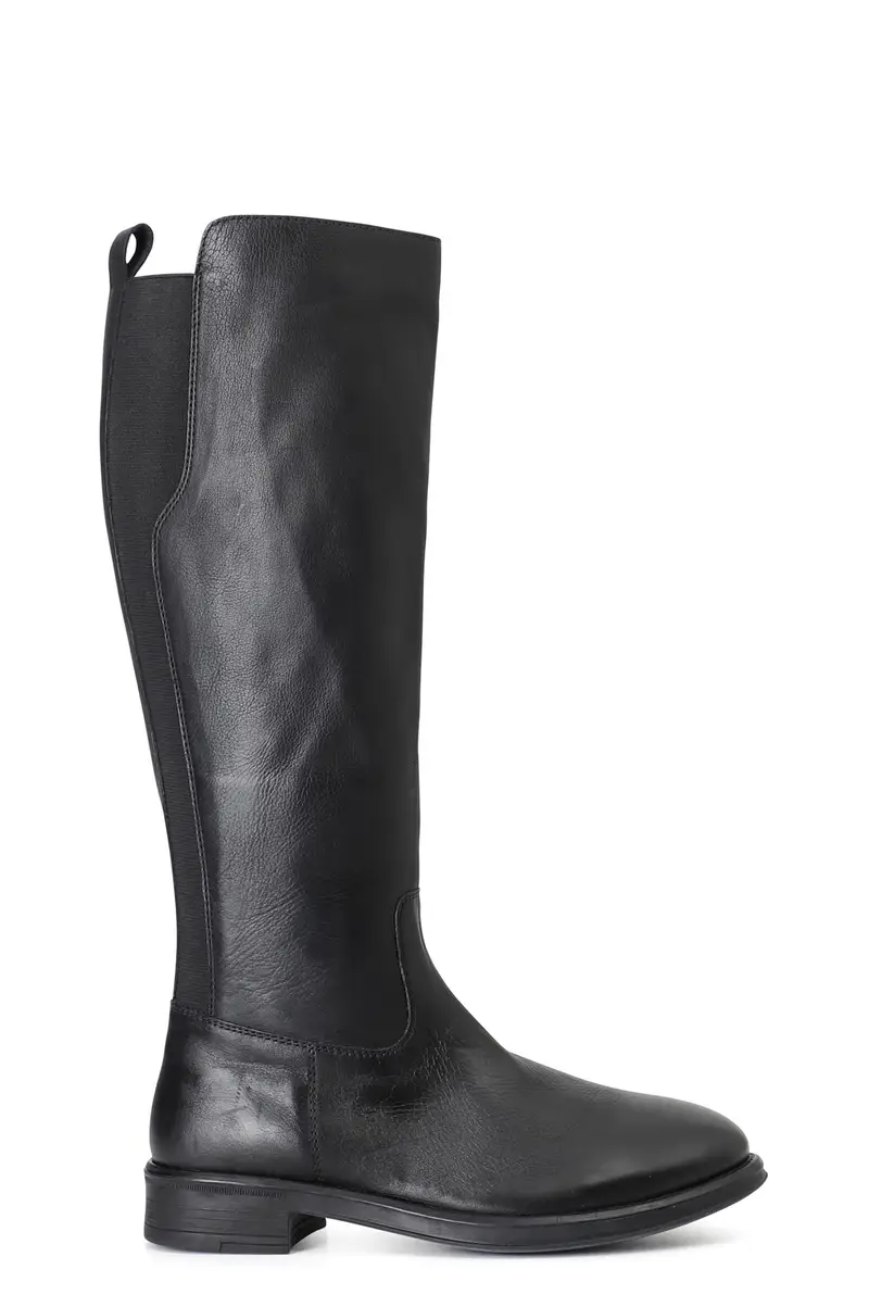 stivale in pelle con cerniera e elastici nero 39