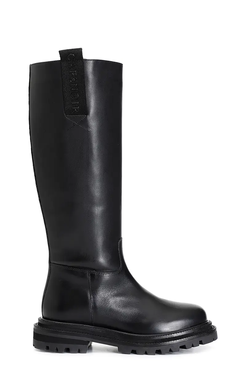 stivale in pelle con cerniera nero 35