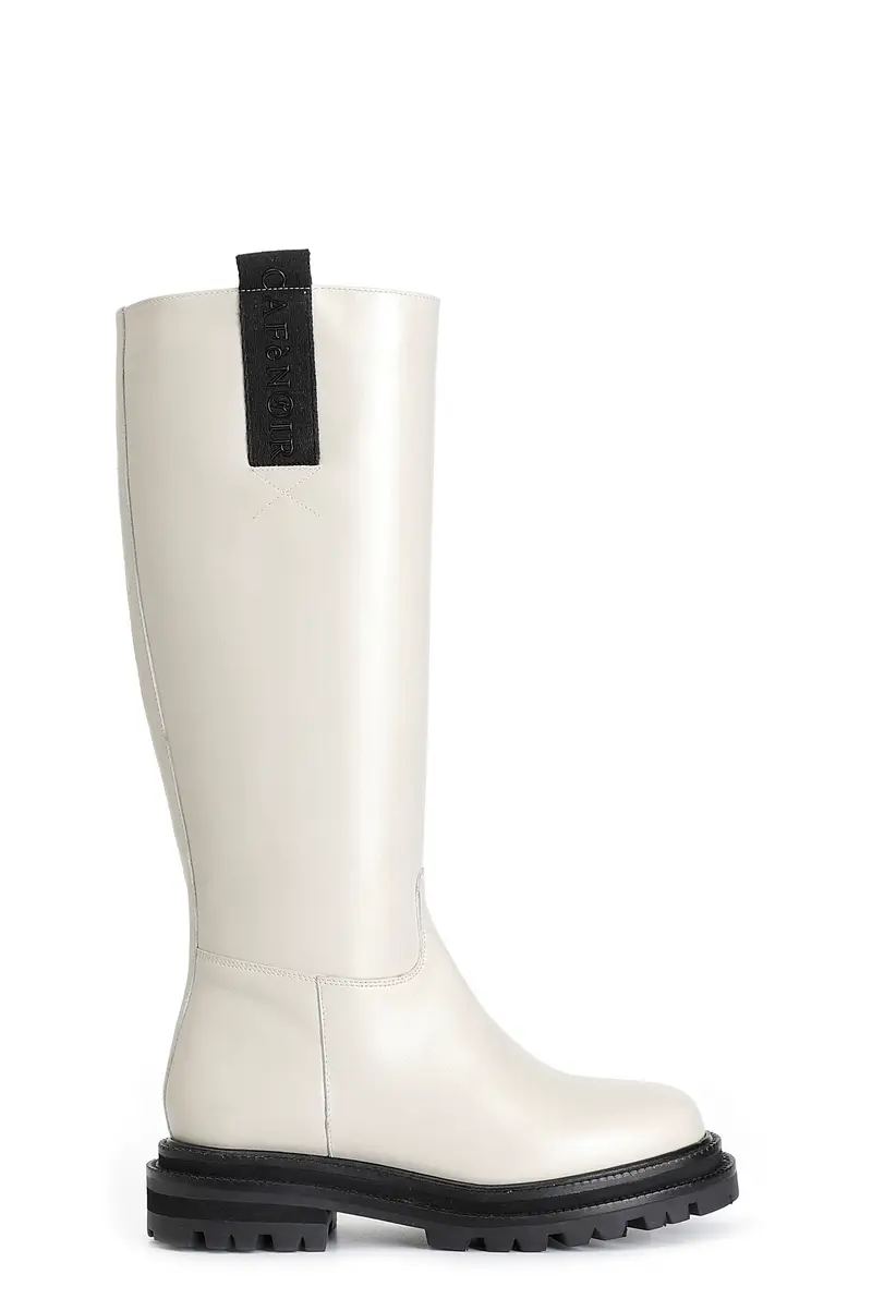 stivale in pelle con cerniera off white