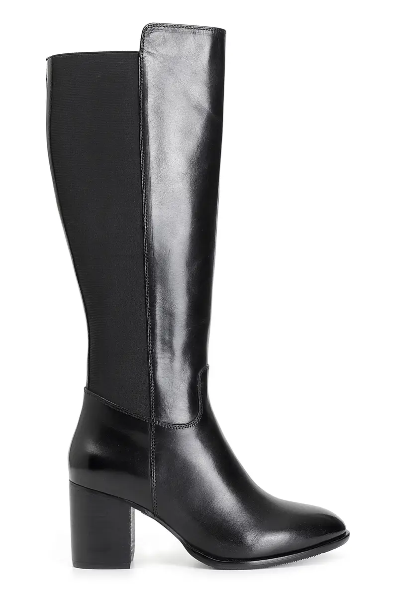 stivale in pelle con elastico nero 35