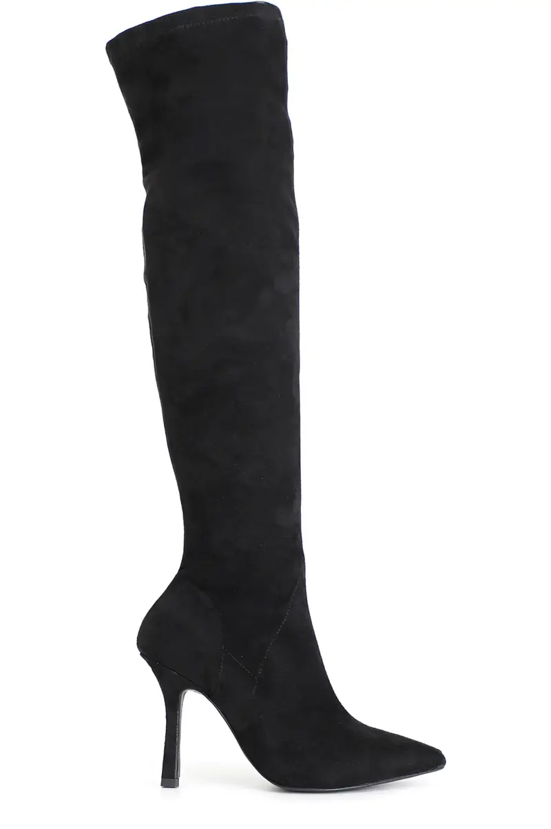 stivale stretch in microfibra nero