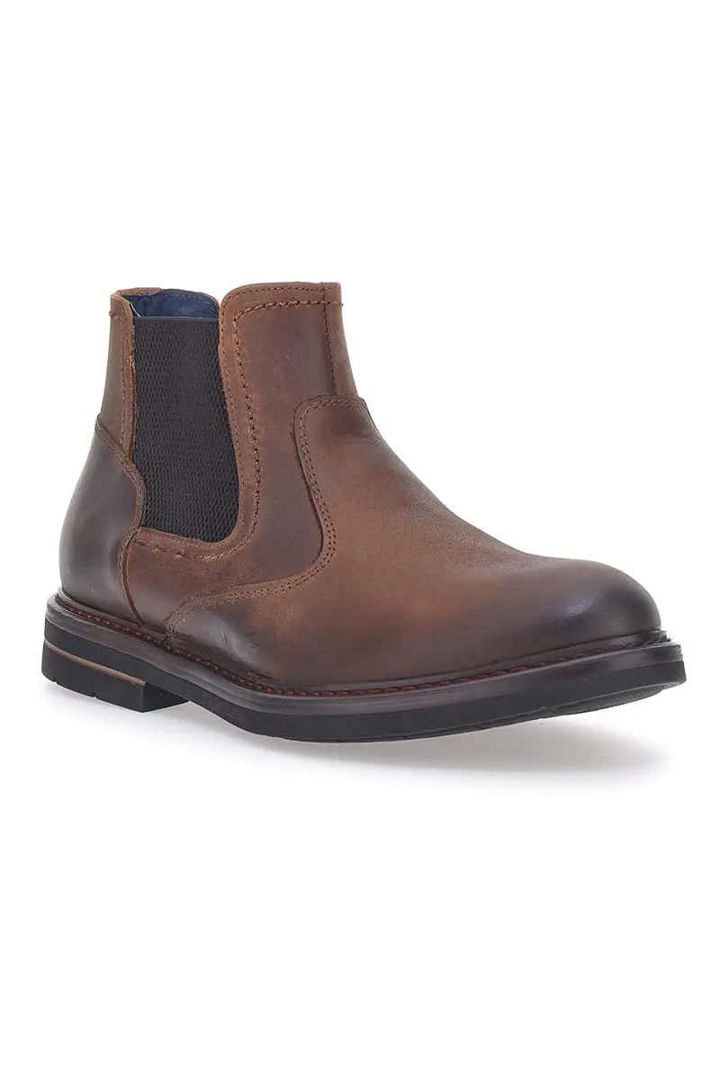 Stivaletti Beatles Marroni Vera Pelle Out Put 72064 miniatura 2