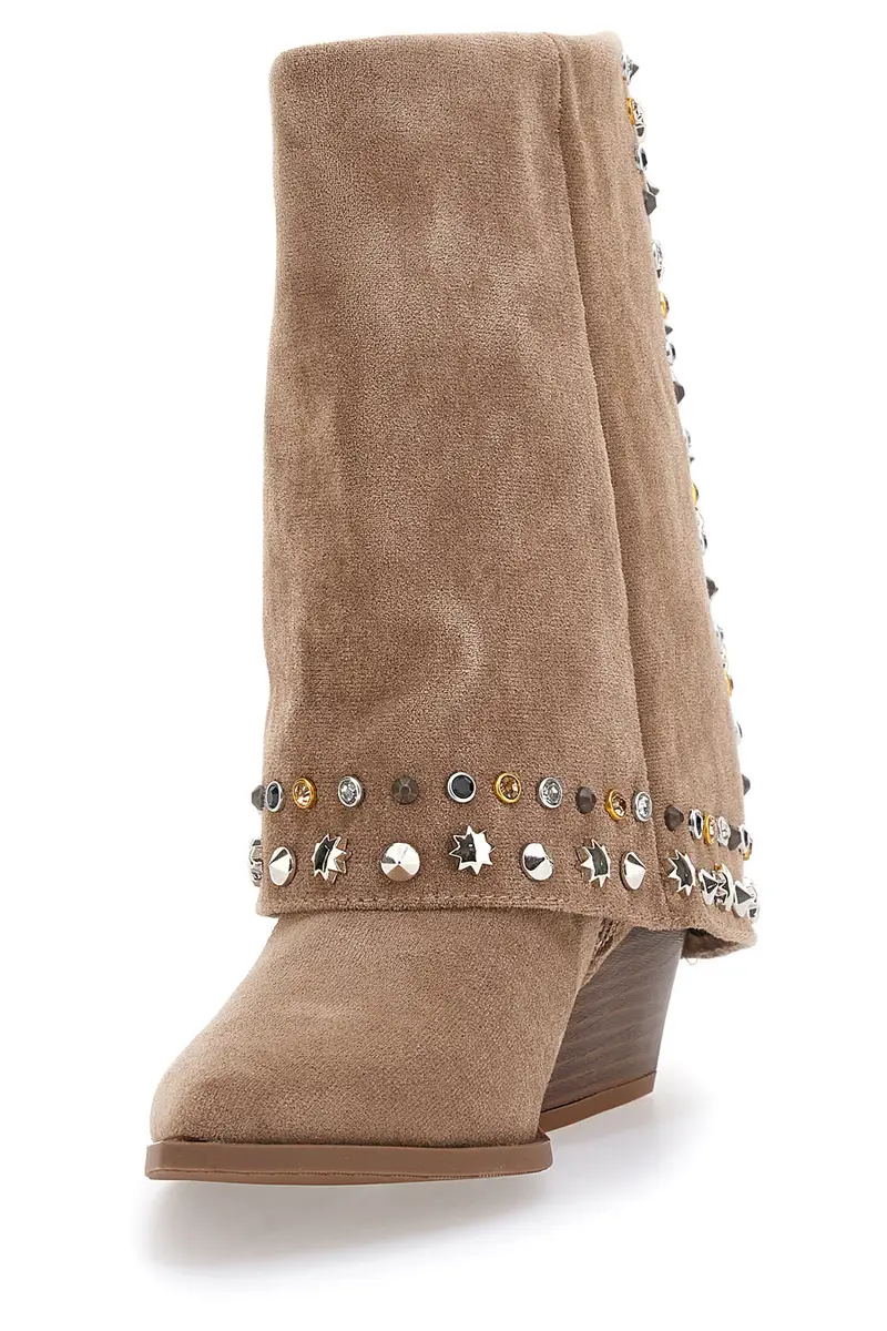 Stivaletti Beige Texani con Borchie Decorative THE FIRST 504 miniatura 3