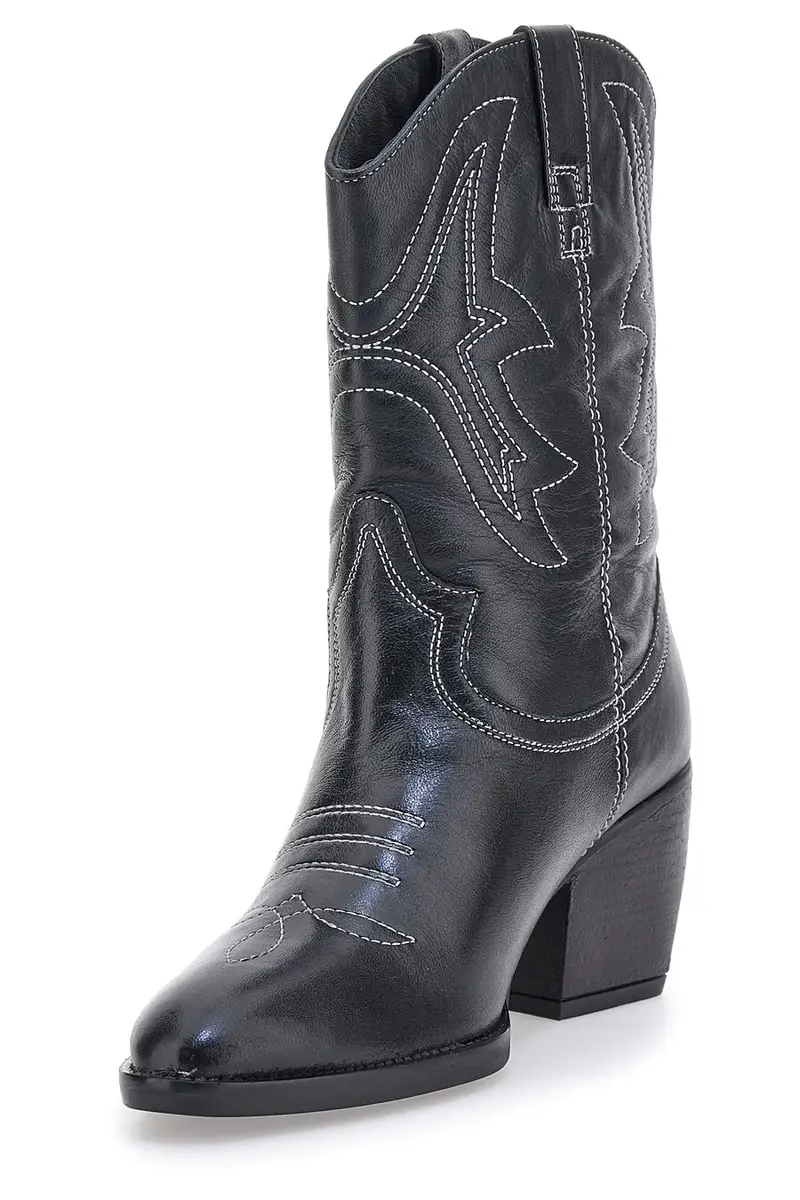 Stivaletti Camperos Neri In Vera Pelle Pittarello Focus 5495 miniatura 3