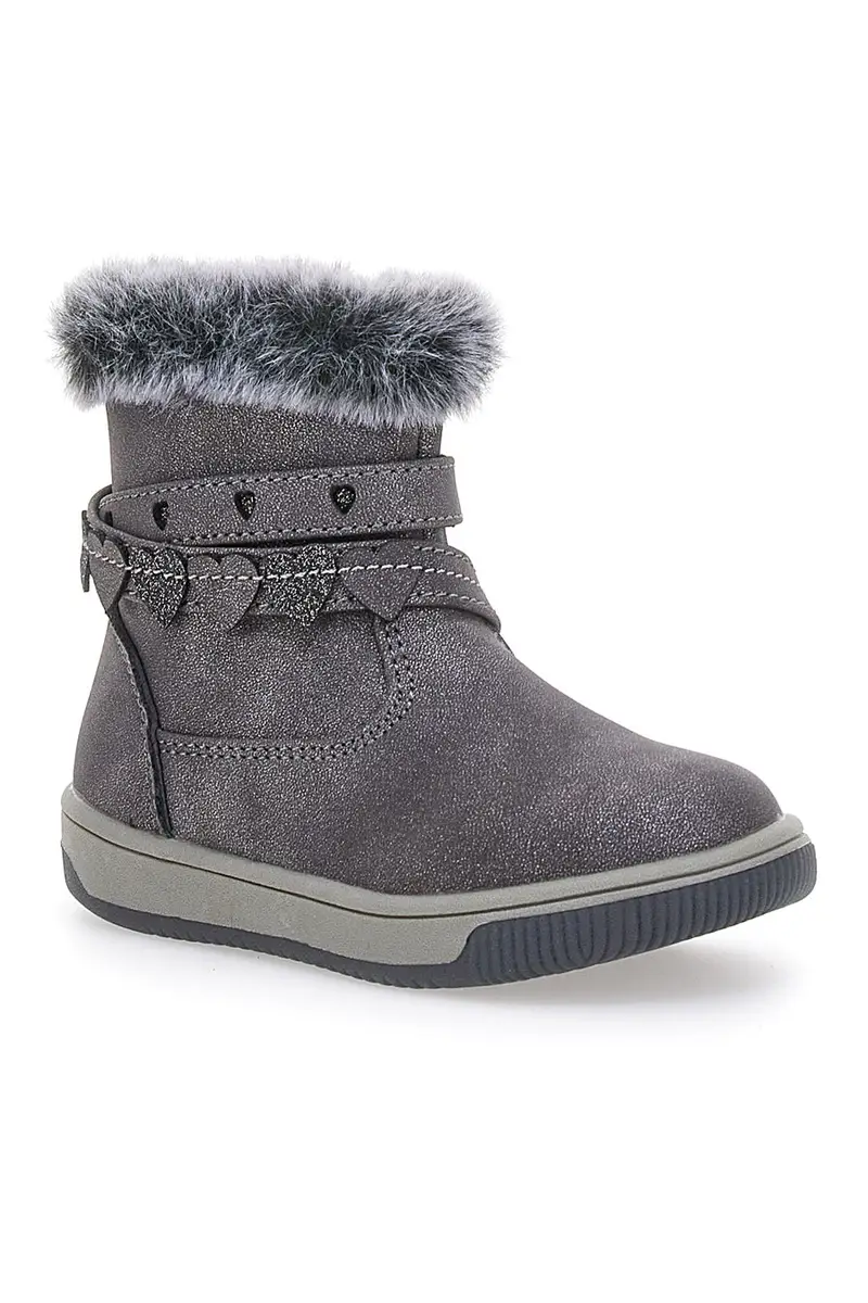 Stivaletti Grigi con Pellicciotto e Cinturino con Cuoricini GRAZIE 1515 miniatura 2