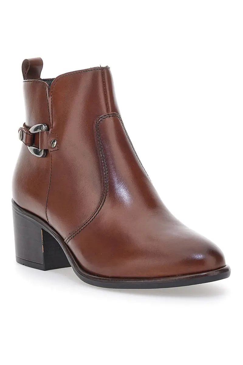 Stivaletti marroni con tomaia liscia e tacco a blocco PITTARELLO CLASS 1977 miniatura 2