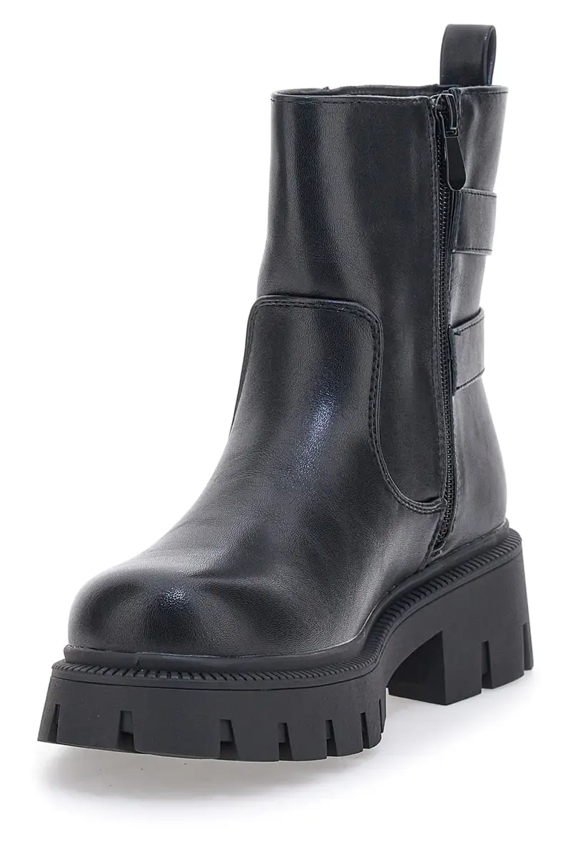 Stivaletti neri con fibbie laterali suola carrarmato alta THE FIRST 501 miniatura 3