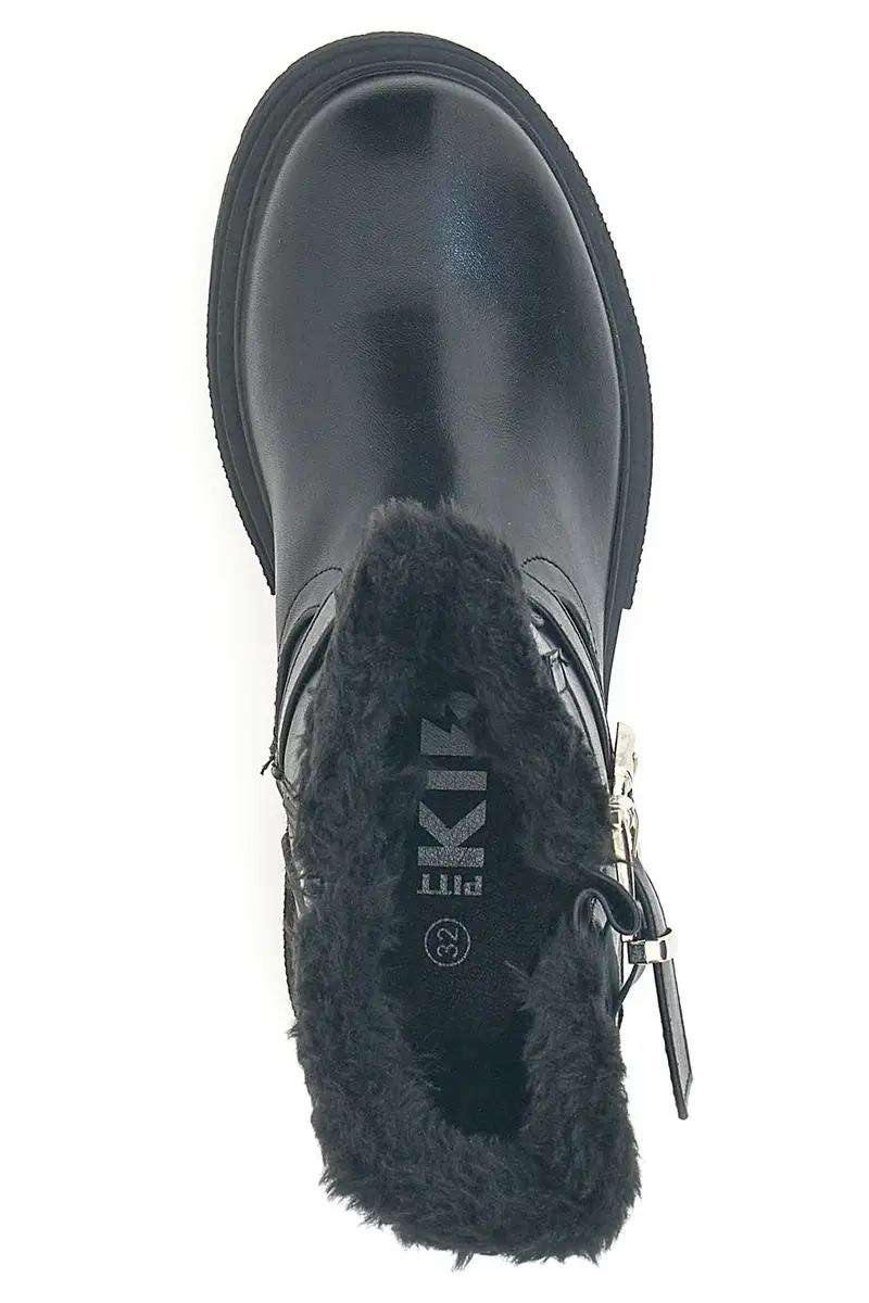 Stivaletti neri con pelliccia interna e fibbie Pitt kids SKBS1015 miniatura 3