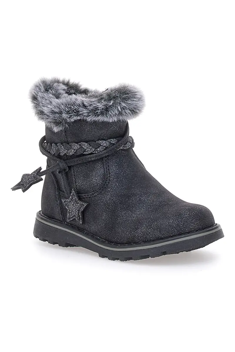 Stivaletti Neri con Pellicciotto e Cinturino Intrecciato GRAZIE 1514 miniatura 2