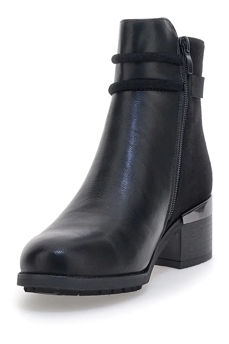 Stivaletti Neri con Tacco Largo e Dettaglio Cromato Gian Marco Venturi TR0323 miniatura 3