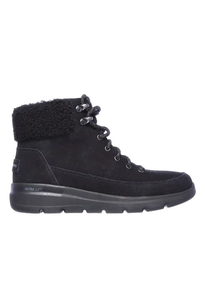 Stivaletti neri in suede con fodera sherpa Skechers Glacial Ultra Woodlands