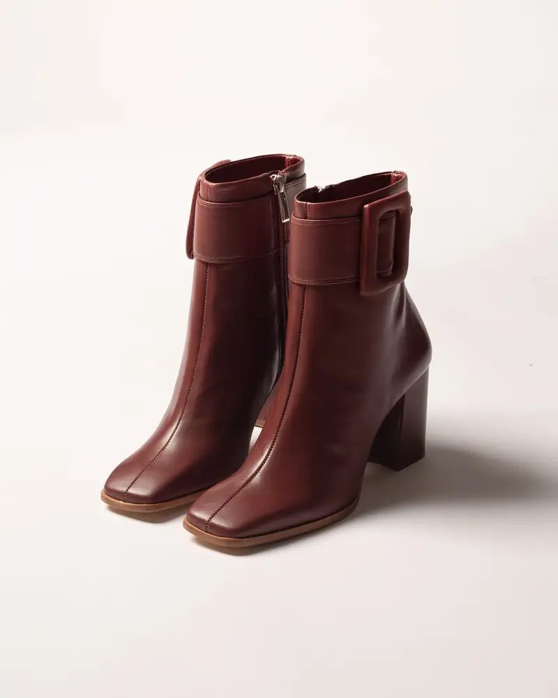 Stivaletti punta quadrata amarena miniatura 2