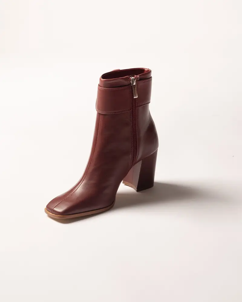 Stivaletti punta quadrata amarena miniatura 3