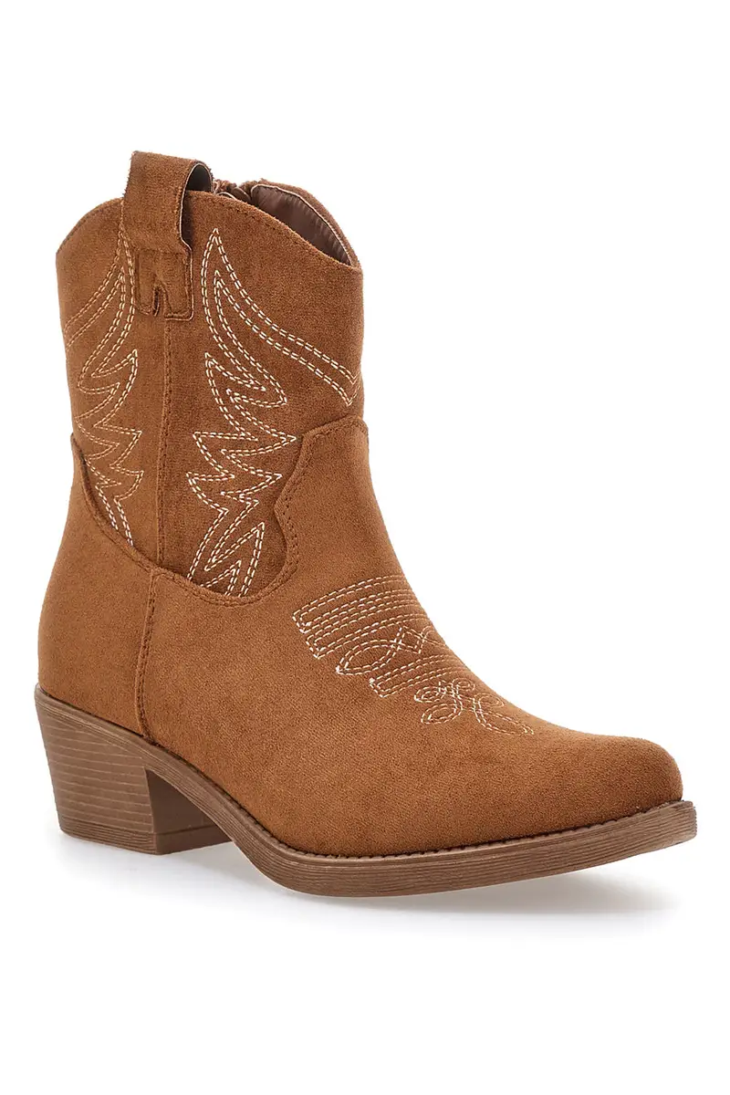 Stivaletti Texani Marroni con Ricamo Cafè Cost Q1201 miniatura 2