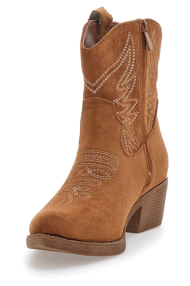 Stivaletti Texani Marroni con Ricamo Cafè Cost Q1201 miniatura 3