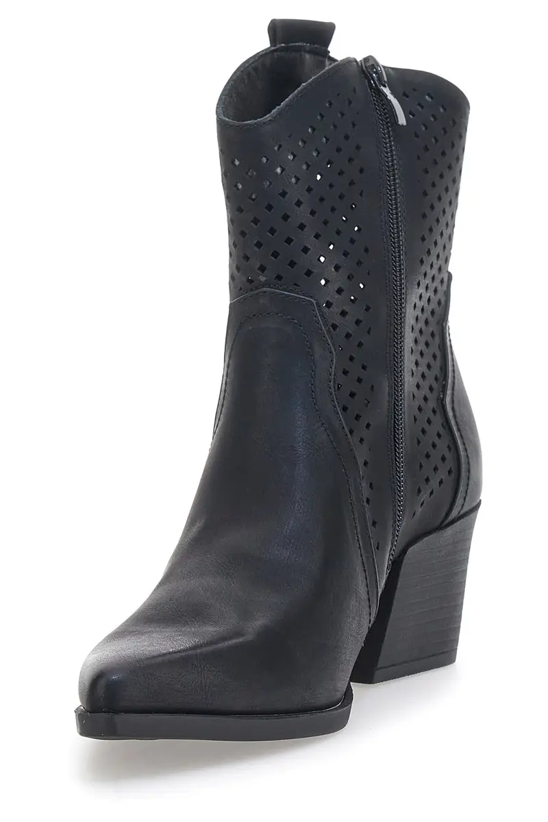 Stivaletti Texani Neri con Fori CAFÈ COST H3W205832 miniatura 3