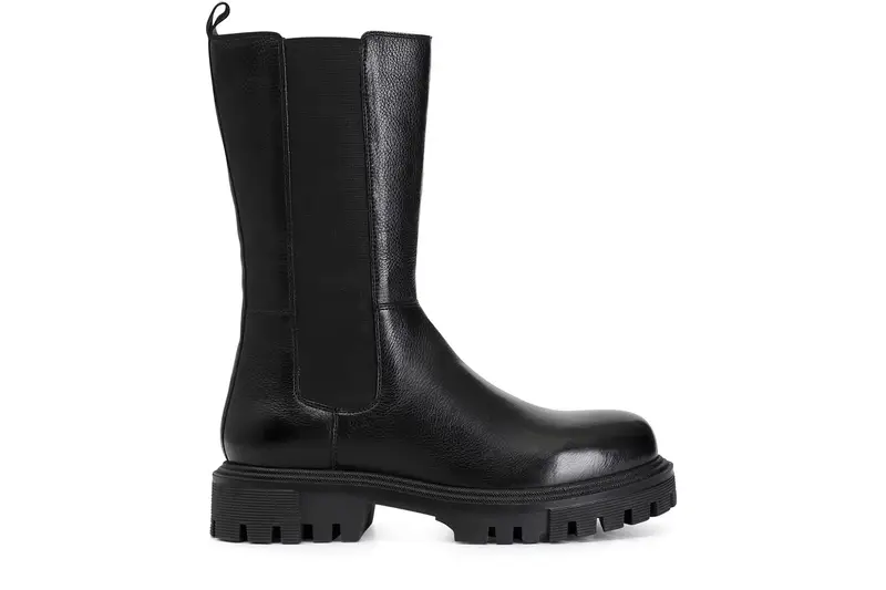 stivaletto donna 3/4 in pelle con elastico nero