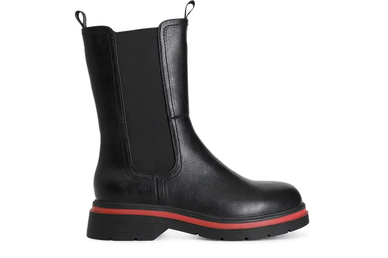 stivaletto donna 3/4 in similpelle con elastico nero 37