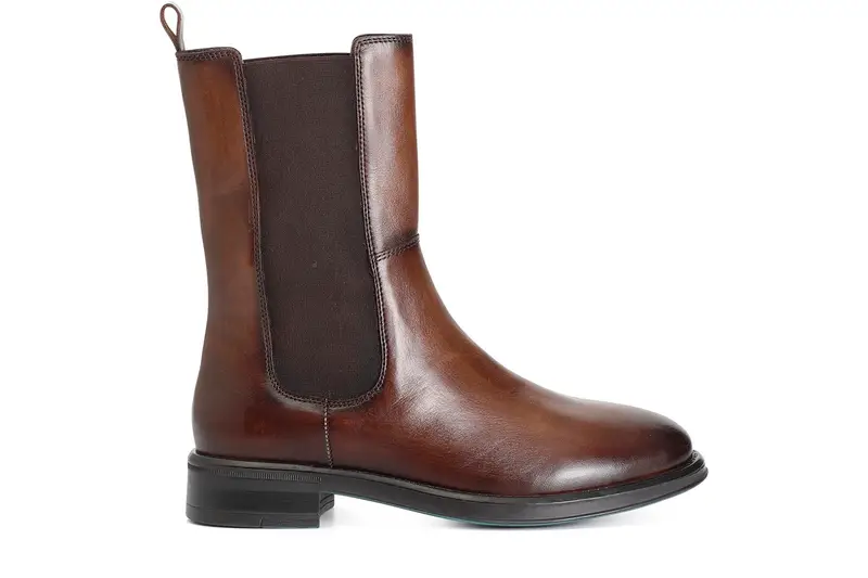 stivaletto donna in pelle con elastici cognac 38