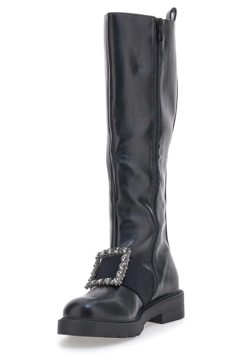 Stivali Alti Neri Dame Rose 845 miniatura 3