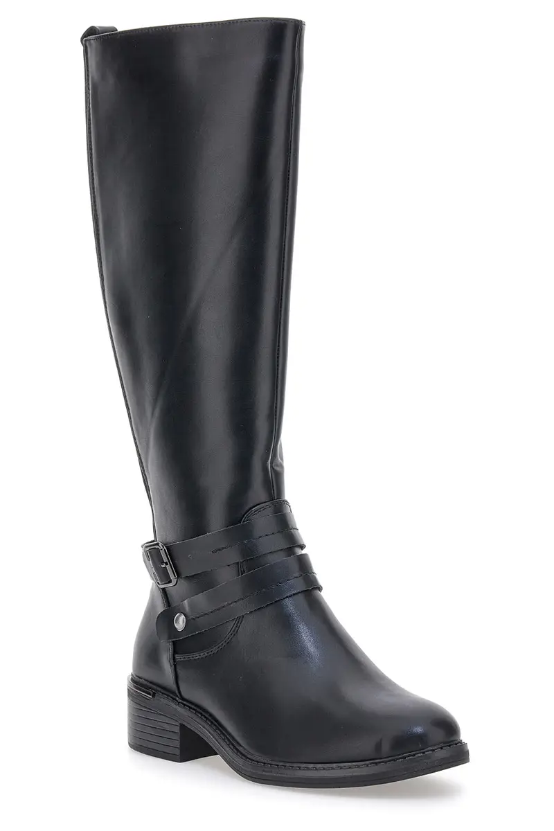 Stivali Neri con Gambale con Inserti Elastici The First 9E90222 miniatura 2