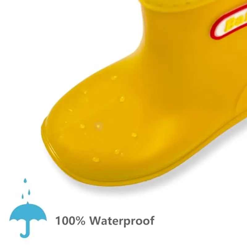 Stivali Pioggia Bambina Bambino Impermeabile Stivaletti da Pioggia Bambini Unisex Stivali di Gomma, Giallo, Produttore miniatura 2