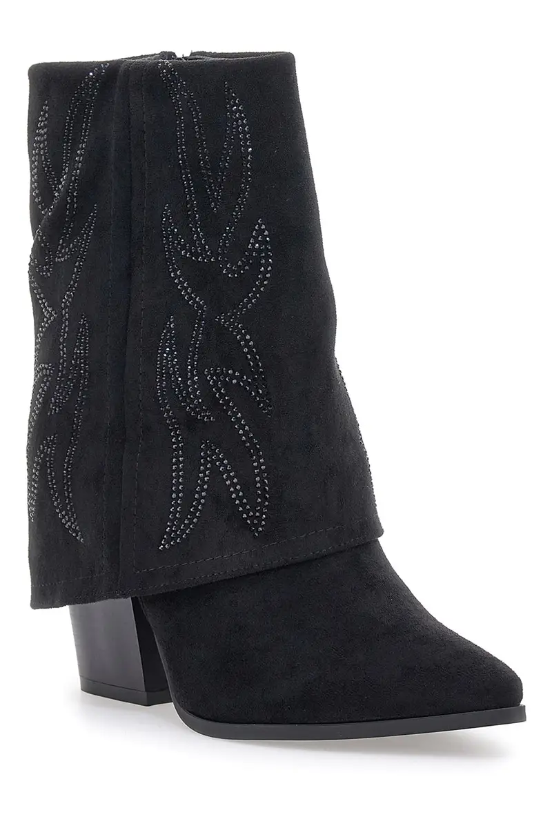 Stivali Texani Neri A Punta con Brillantini THE FIRST 507 miniatura 2